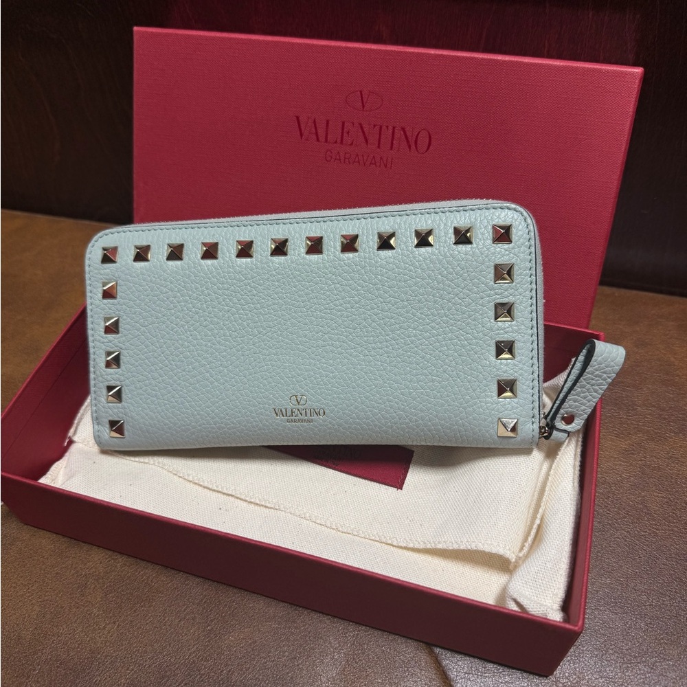 Valentino Garavani Sky Blue Studded Wallet